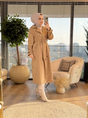 19-1109 Altı Düğmeli Trenç Bej