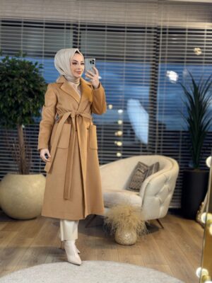 2465 Kaşe Önden Cepli Dört Düğmeli Kaban Camel