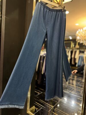 2511 Tencel Paçası Saçaklı Pantolon Lacivert