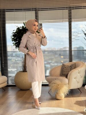 2534 Kruvaze Trençkot Taş