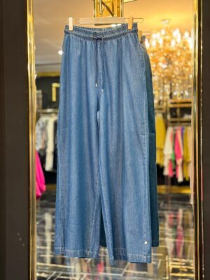 2738 Bel Lastikli Bol Paça Kot Pantolon Lacivert