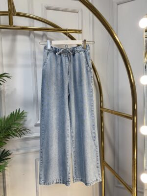 2773 Bel Bağcıklı Kot Pantolon Mavi