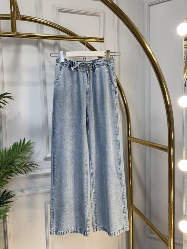 2773 Bel Bağcıklı Kot Pantolon Mavi