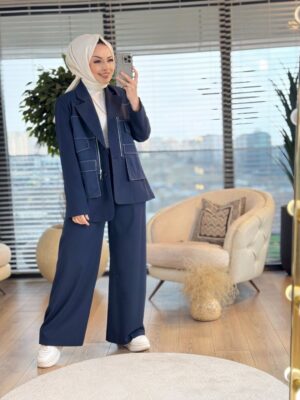 32151 Ön Dikiş Ve Cepli Ceket Lacivert
