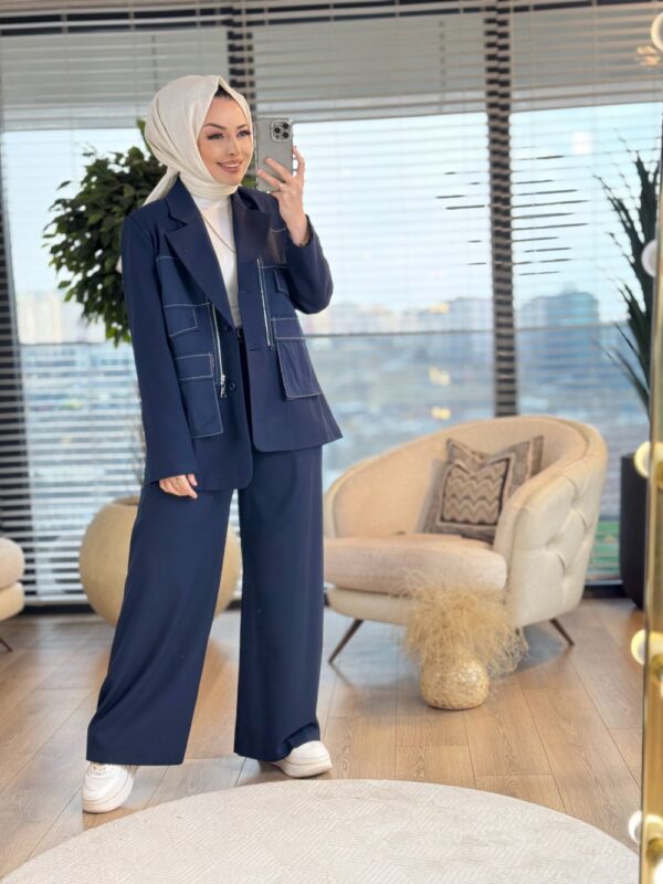 32151 Ön Dikiş Ve Cepli Ceket Lacivert