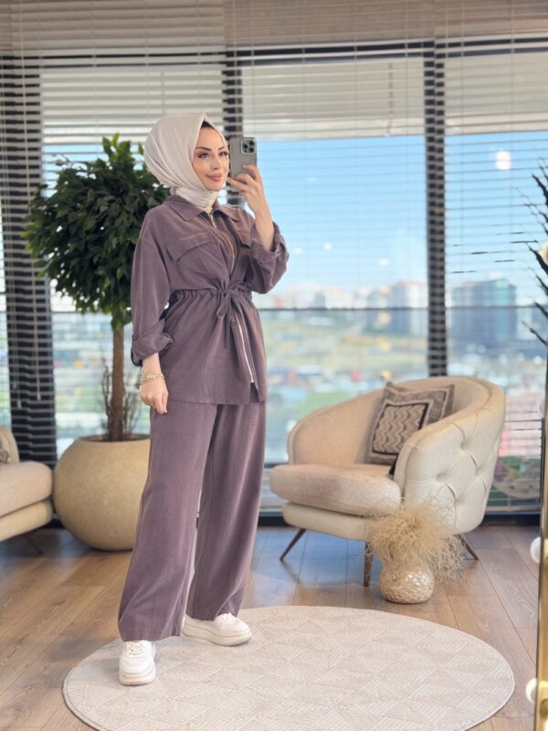 34025 Beli Tünelli Fermuarlı Takım Kahve