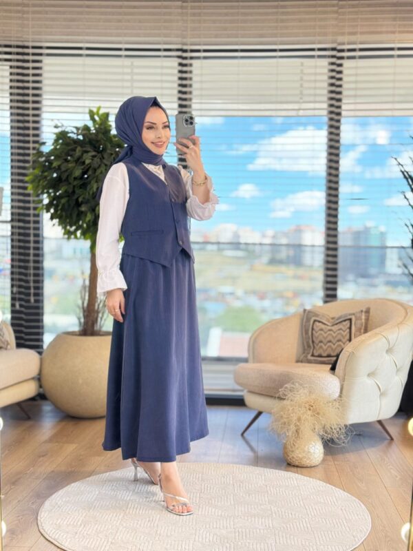 34783 Yelekli Etekli Modal Takım Lacivert