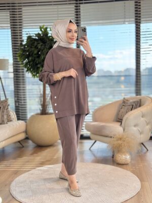 34833 Yanları Çıtçıtlı Takım Kahve