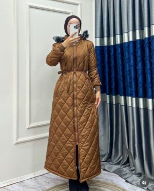 kahve Premium Uzun Mont Tesettür Giyim