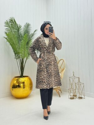 Leopar Desenli Tesettür Kaban  Leopar