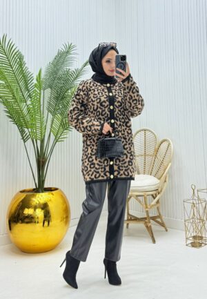 Leopar Tesettür Hırka  Leopar