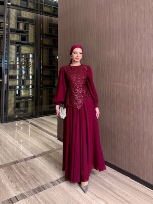 Belgin Elbise Bordo