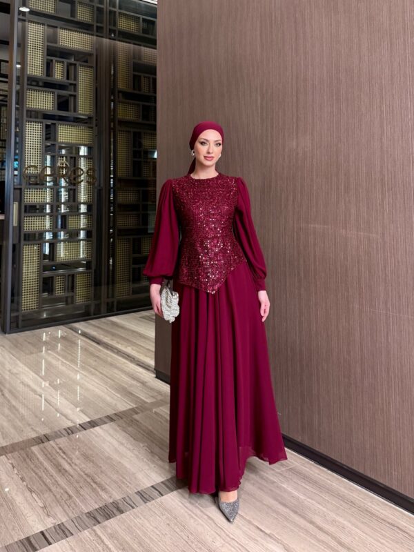 Belgin Elbise Bordo