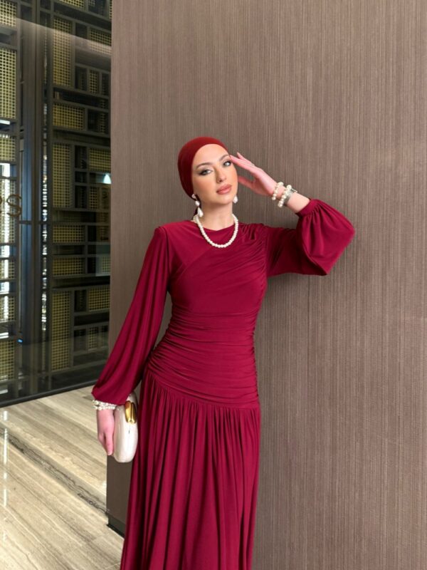 Gizem Elbise Bordo - Görsel 2