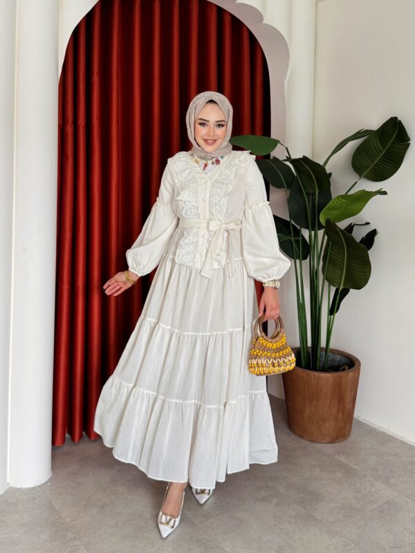 Gülben Elbise Beyaz - Görsel 2