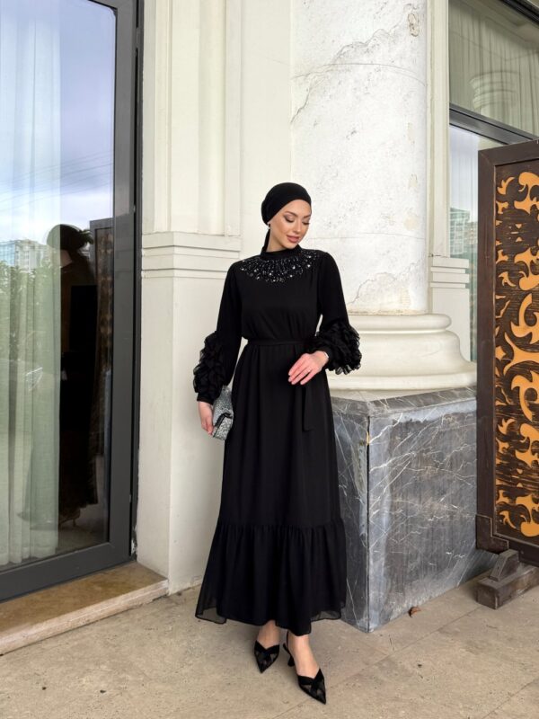 Lina Elbise Siyah - Görsel 2