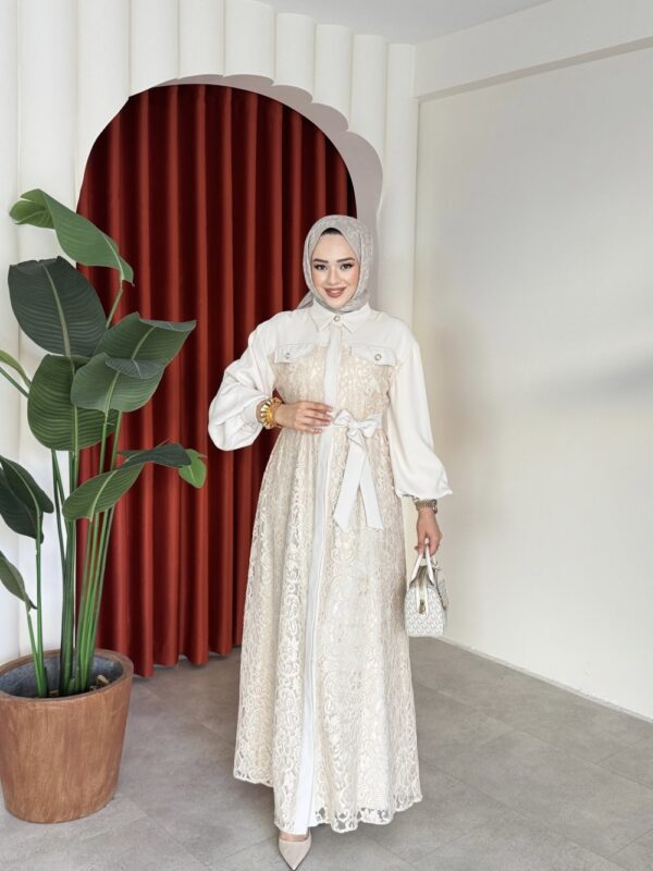 Pelin Elbise Bej - Görsel 2