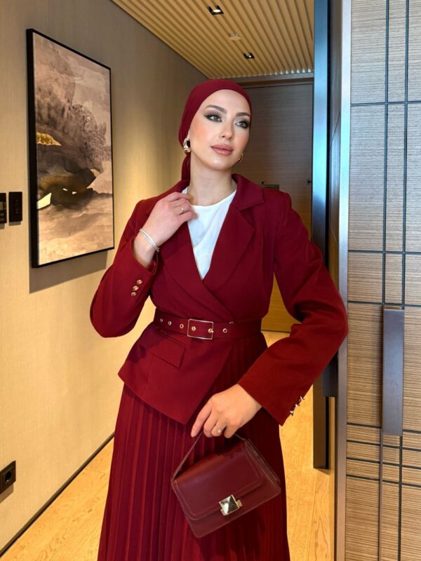 Yelda Elbise Bordo - Görsel 2