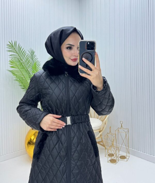 Duygu Kapitone Kaban Siyah Siyah - Görsel 2