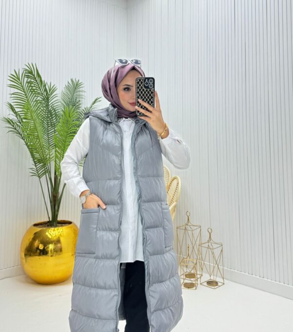 Emel Tesettür Yelek Gri Gri - Görsel 2