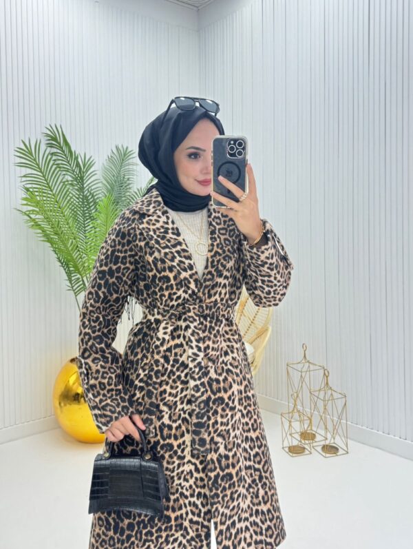 Leopar Desenli Tesettür Kaban  Leopar - Görsel 2