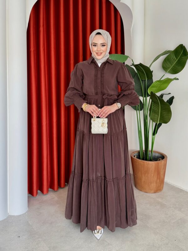 Bediha Elbise Kahverengi - Görsel 3