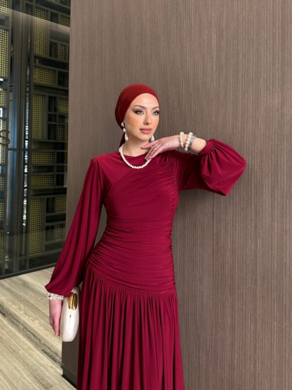 Gizem Elbise Bordo - Görsel 3