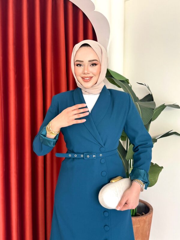 Irmak Elbise Petrol Yeşili - Görsel 3