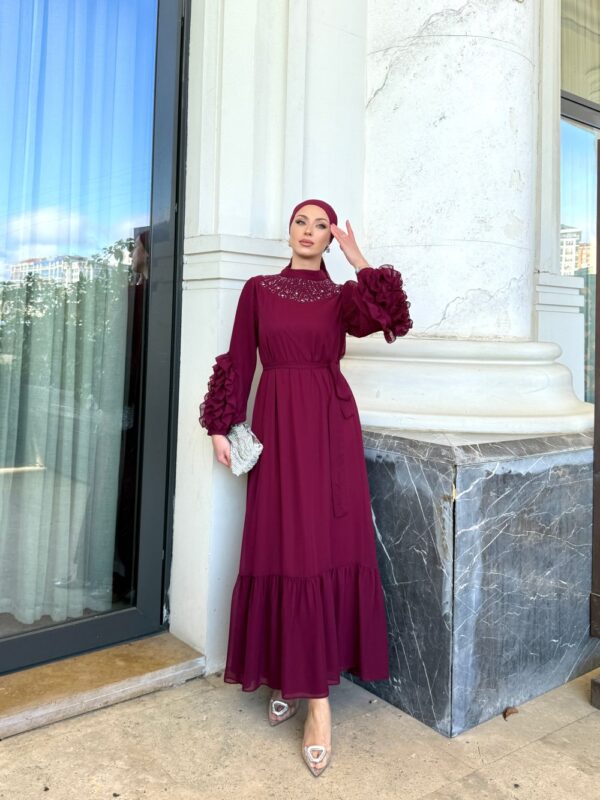 Lina Elbise Bordo - Görsel 3