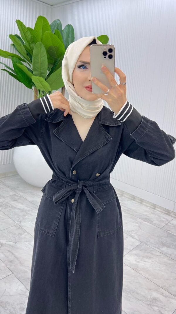 Siyah Premium Hançer Kot Kap Tesettür Giyim - Görsel 3