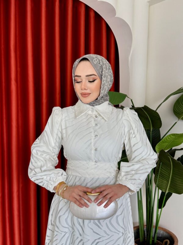 Ünzile Elbise Beyaz - Görsel 4