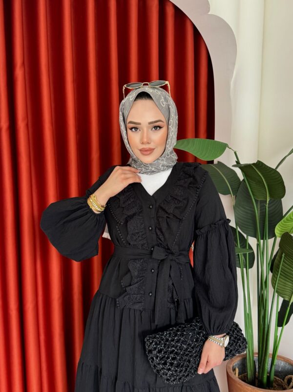 Gülben Elbise Siyah - Görsel 4
