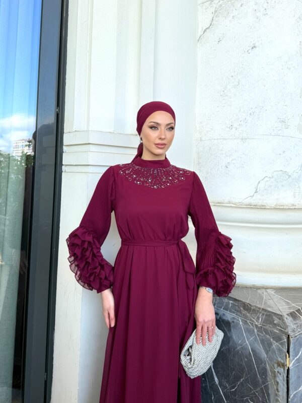 Lina Elbise Bordo - Görsel 5