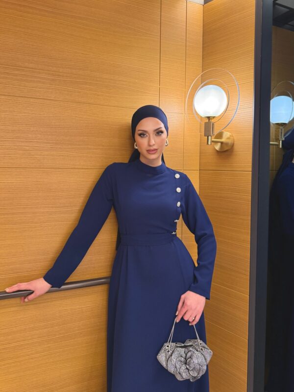 Meral Elbise Lacivert - Görsel 5